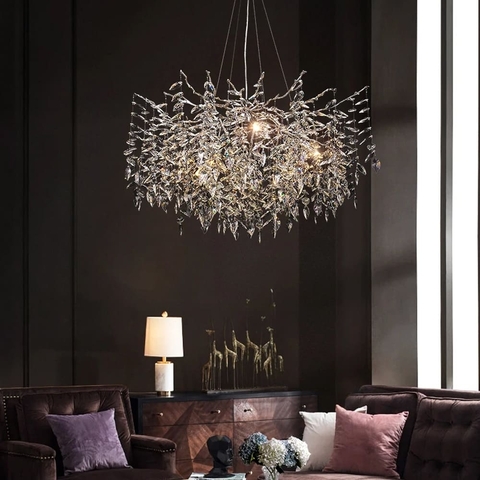 Вишукана срібна люстра DIAMINA з кришталевим камінням Ø 60 см