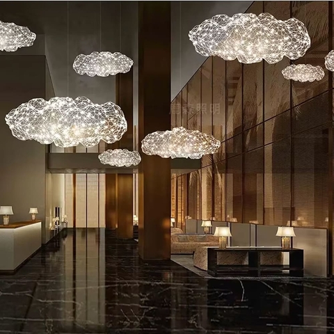 Декоративна люстра-хмаринка LED CLOUD у срібному корпусі 60х37 см