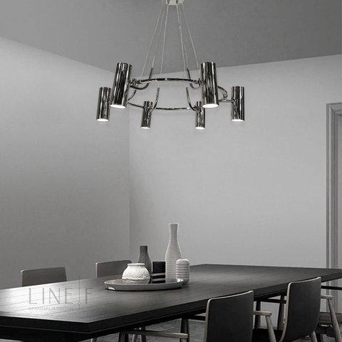 Підвісна срібна люстра ZION на 6 спотів