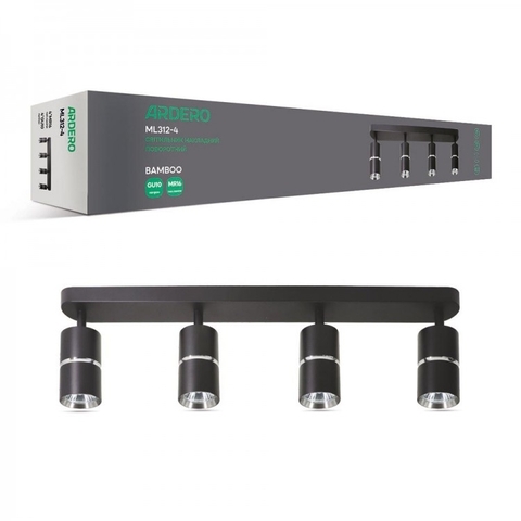 Накладной поворотный светильник Ardero BAMBOO 4 GU10 черный+хром