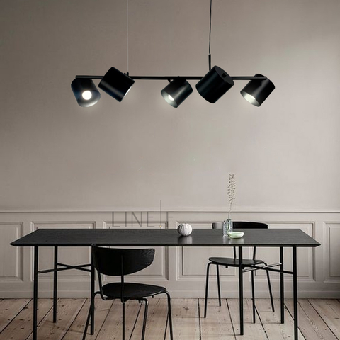 Видовжена чорна люстра-репліка KUP з 5-ма спотами
