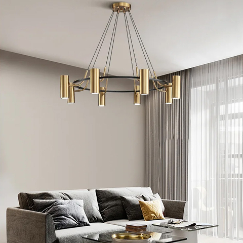 Підвісна латунна люстра ZION на 8 спотів