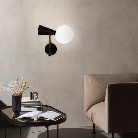 Чорне бра ABELINA на два джерела світла із білим плафоном