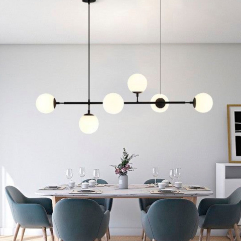 Люстра видовжена в чорному корпусі на 6 плафонів (тип A)