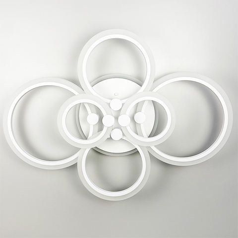 Світлодіодна люстра Senta на 6 кілець в білому корпусі з RGB підсвіткою