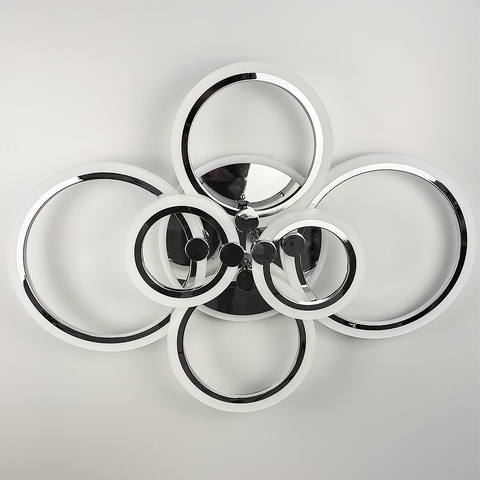Світлодіодна люстра Senta на 6 кілець в срібному корпусі
