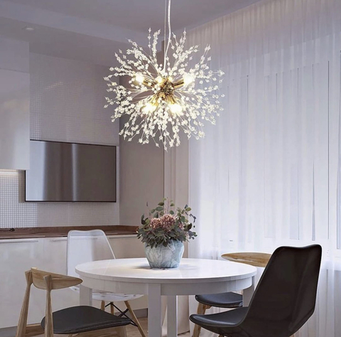 Пушистый подвесной светильник-шарик в виде одуванчика в золотом корпусе Ø 40 см