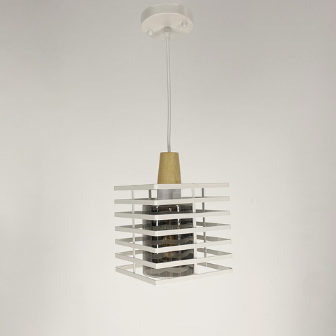 Світильник в стилі Лофт з білим корпусом решіткою та графітовим плафоном