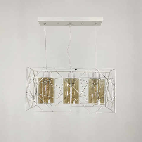 Светильник Лофт в белом корпусе на 3 янтарных плафона