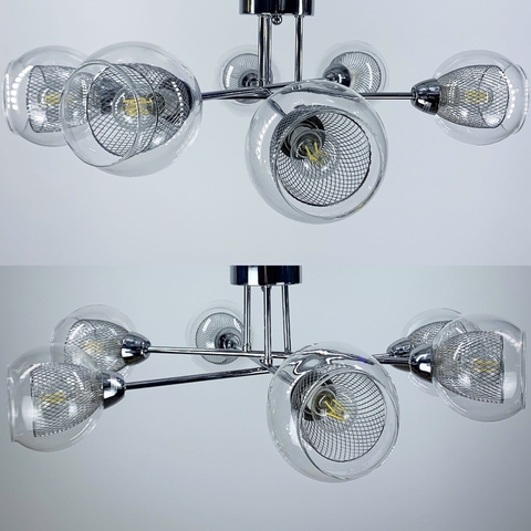 Cвітильник в корпусі метал кольору хром з подвійним плафоном