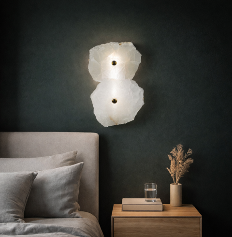  Бра з двома мармуровими пластинами у латунному каркасі 30х20 см