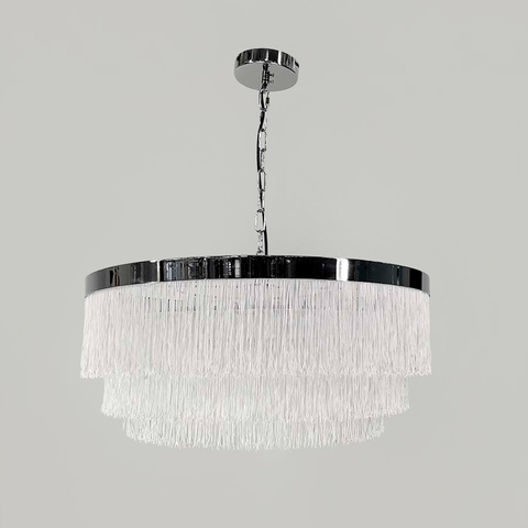 Підвісна 3-х ярусна люстра в хромованому корпусі Ø 60 см