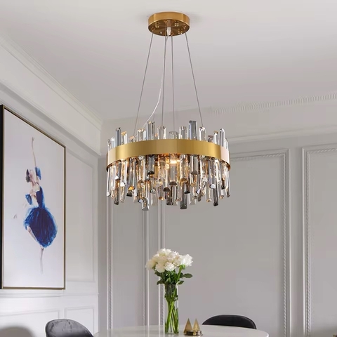 Підвісна кільцева люстра із кришталем у латунному корпусі Ø 60 см