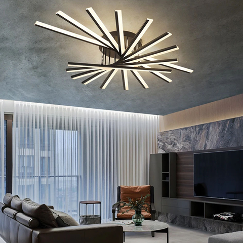 Люстра с геометрическим дизайном в черном корпусе