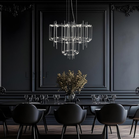 Невесомая серебряная двухъярусная люстра Ø 60 см