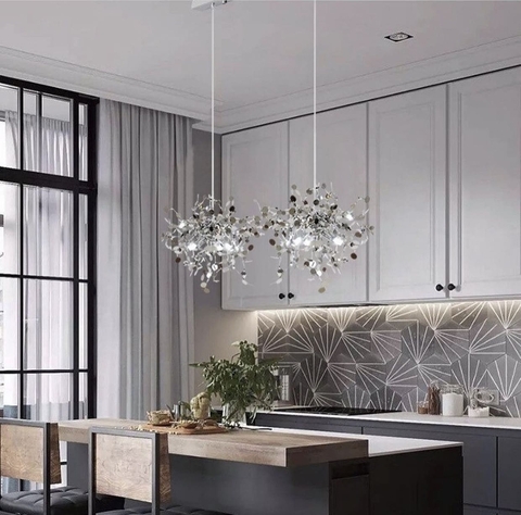 Светильник из гибких дисков металла на 2 подвеса