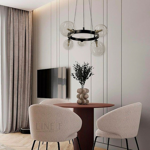 Кільцева люстра з 5 прозорими плафонами у чорному корпусі