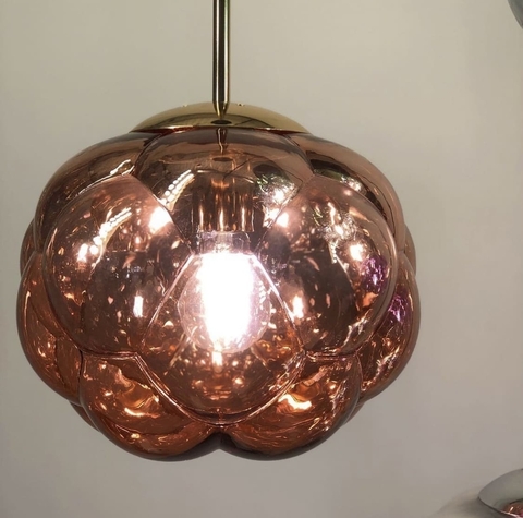 Подвес с фактурным стеклянным плафоном в розовом золоте