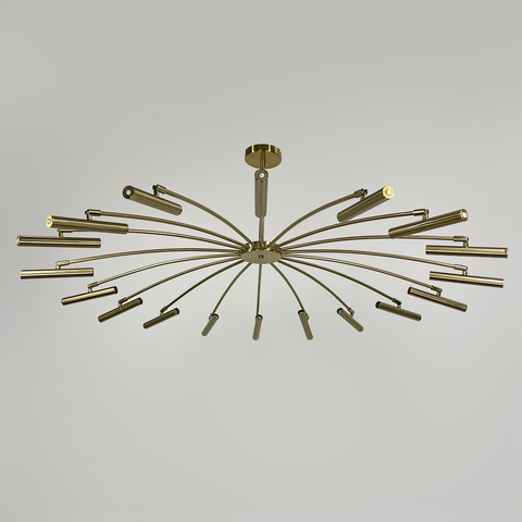 Латунна трубчаста люстра з 18 регулюючими плафонами