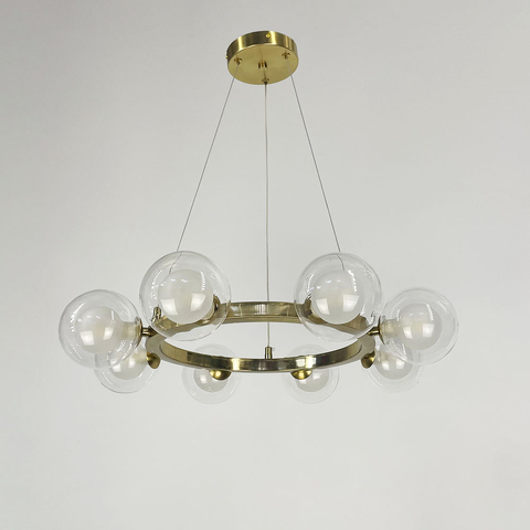 Кільцева латунна люстра з 8 подвійними плафонами Ø 50 см