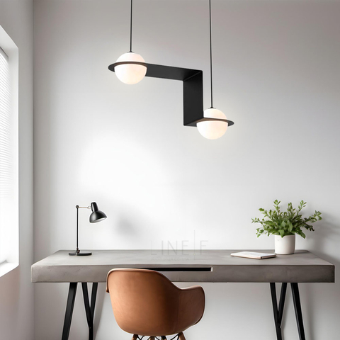 Подвесная люстра в сферических мотивах с двумя плафонами