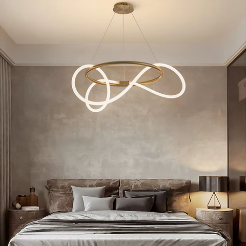 Кільцева латунна люстра з гнучкою LED стрічкою Ø85 см (кільце 60 см) 