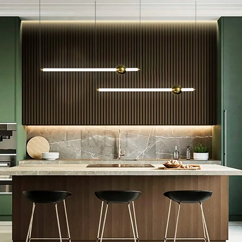 Led світильник у горизонтальній формі 90 см із латунною кулькою