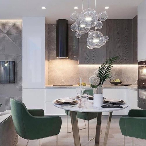 Підвісний світильник-молекула Ø 30 см + 4 кульки в хромі