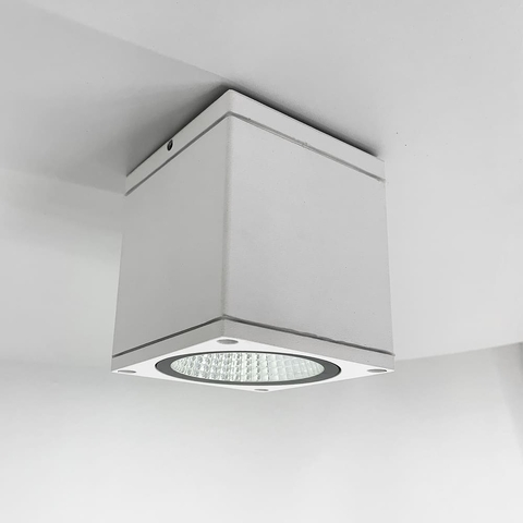 Вуличний стельовий білий світильник прямокутної форми