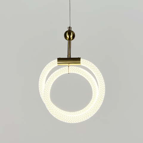 Латунний підвіс із двома завитками обплетеного неону 24 Вт