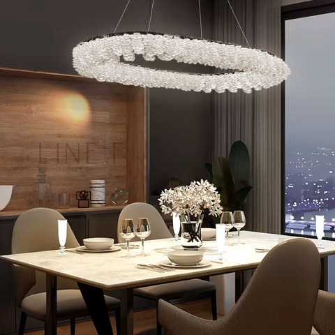 Кільцева овальна кришталева люстра в хромі 80х38 см