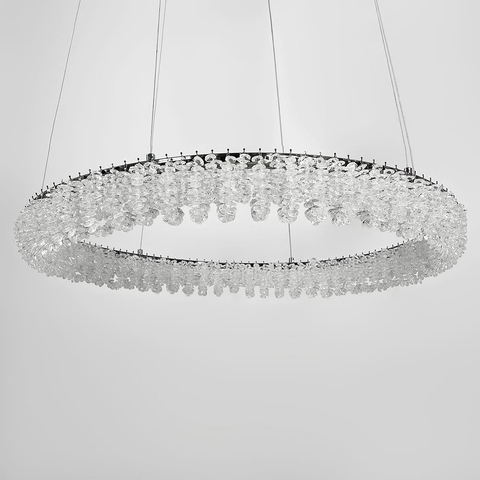 Кільцева кришталева люстра в хромі Ø 80 см