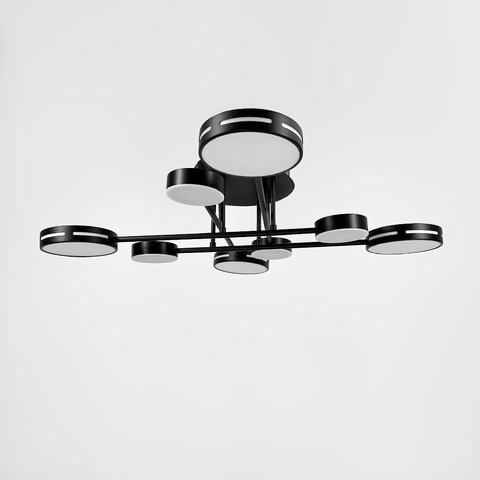 Чорна стельова люстра на 4+4 світлових кругів Ø 80 см