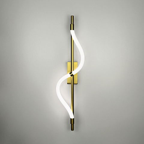 Бра із обплетеним неоном у латунному корпусі 60 см