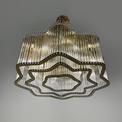 Вишукана золота люстра із скляними трубками Ø 77 см