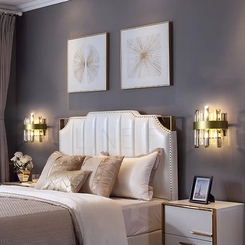 Латунне бра із прозорим та графітовим кришталем