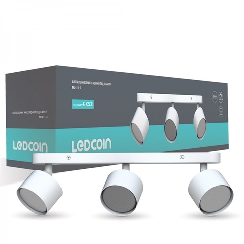 Накладний поворотний світильник Ledcoin під лампу білий 410*80*96мм