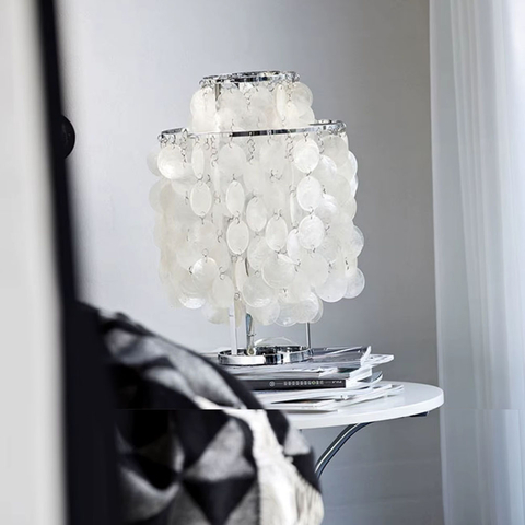 Срібна настільна лампа ATHELIA із перламутровими пластинами