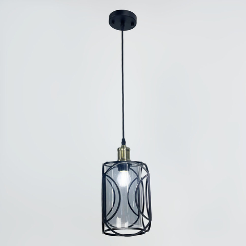 Стильный черный подвес с янтарным плафоном из серии Лофт