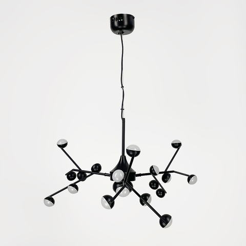 Люстра-молекула в чорному кольорі на 18 світлодіодів