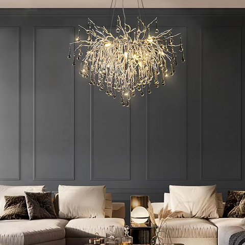 Люстра в корпусі хром зі скляними підвісами Ø 60 см