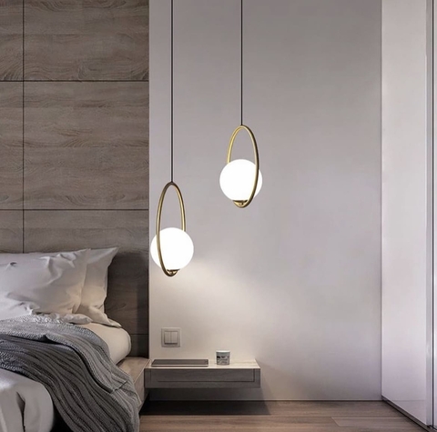 Подвесной светильник в корпусе латунь в форме круга 