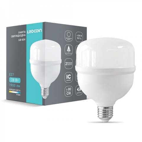 Светодиодная лампа Ledcoin 28Вт Е27 6500K