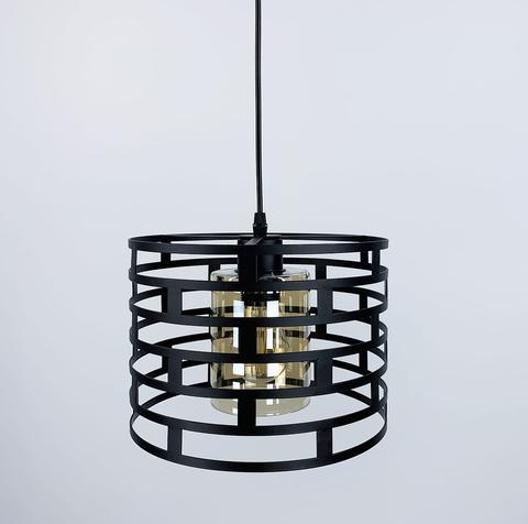 Подвесной светильник с закругленным металлическим каркасом