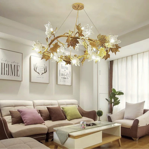 Люстра с декоративными листьями клена Ø100 см