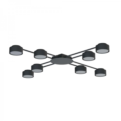 Накладний чорний світильник Ledcoin на 8 ламп GХ53