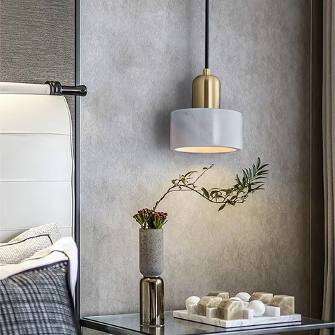 Латунный подвес с белым мраморным плафоном Ø 15 см