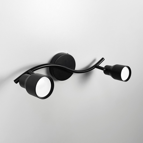 Чорний світильник із 2-ма регульованими плафонами