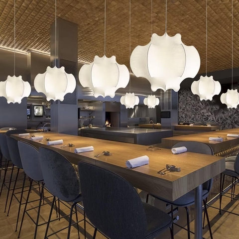 Світильник із білим абажуром 40х30 см у стилі Wabi-sabi