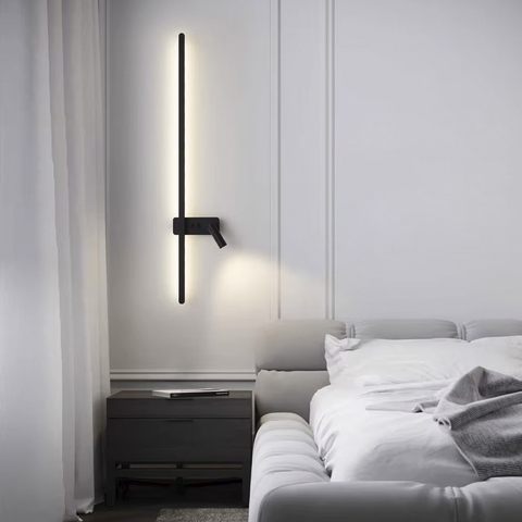 Чорне лінійне бра 100 см зі спотом справа та 2-ма вимикачами